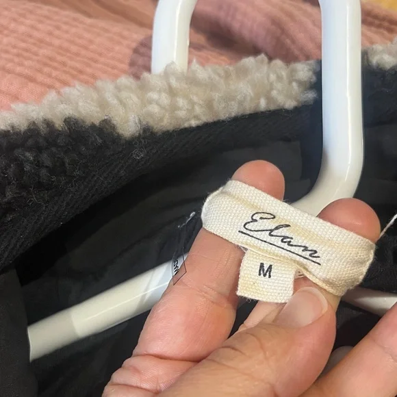 Elan Black and Cream Geometric Teddy Jacket - Picture 2 of 6